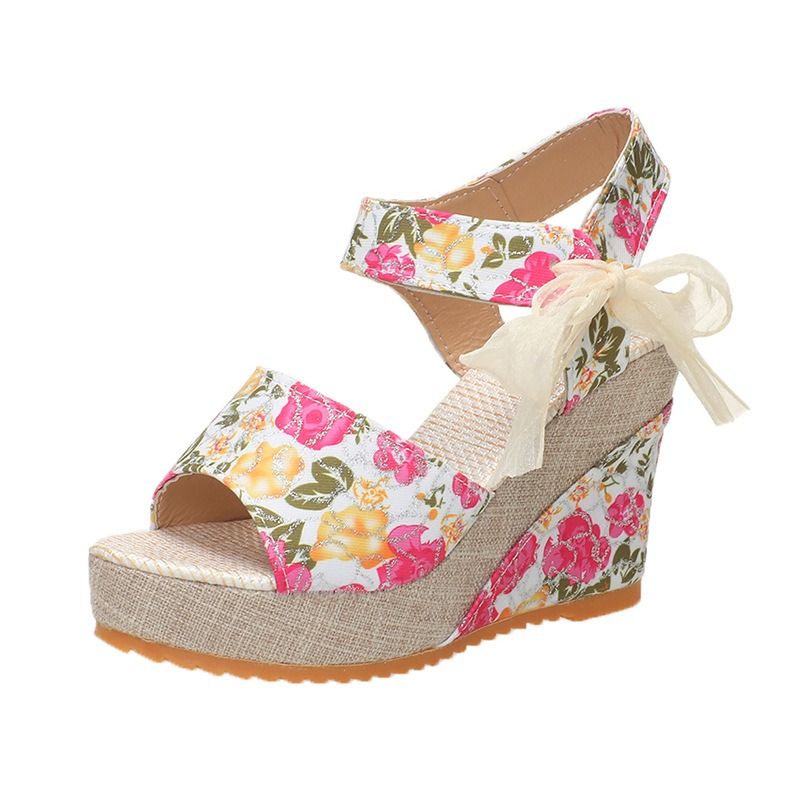 2024 African summer new fashion wedge fish mouth women's sandals Korean version high heel sandals strap waterproof platform platform platform sandals
