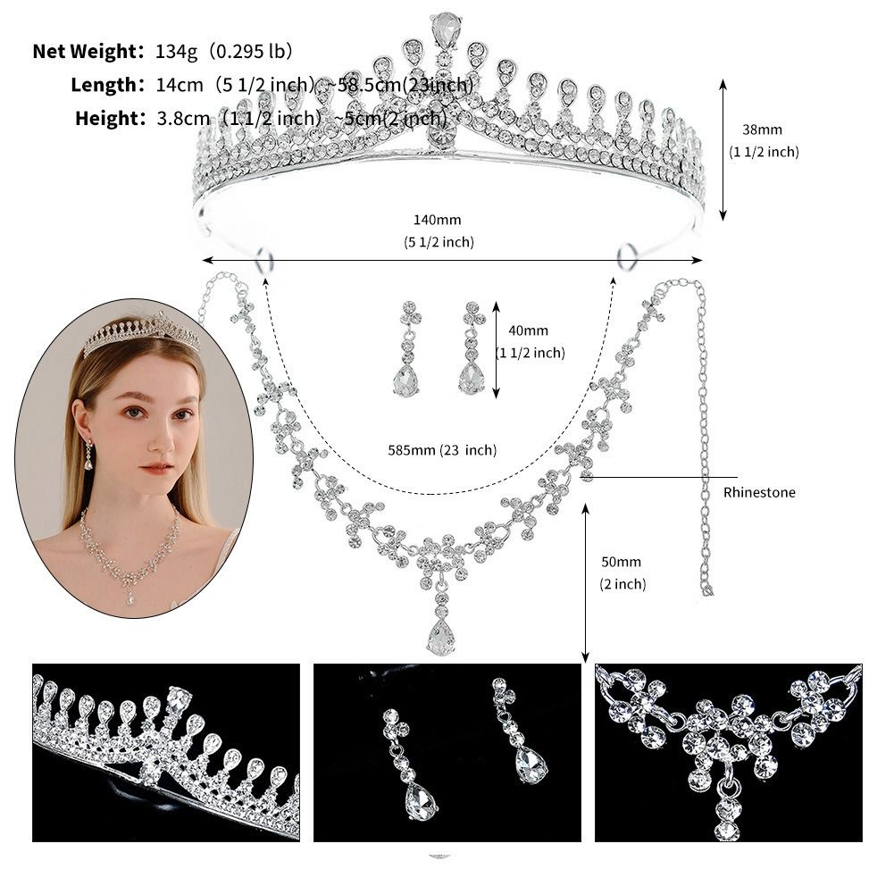 Jewelry set Necklace earrings Crown wedding three-piece hair accessories + earrings + collar wedding dress dinner with accessories bridal necklace wholesale