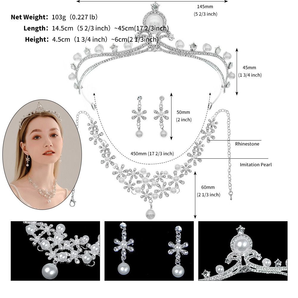Jewelry set Necklace earrings Crown wedding three-piece hair accessories + earrings + collar wedding dress dinner with accessories bridal necklace wholesale