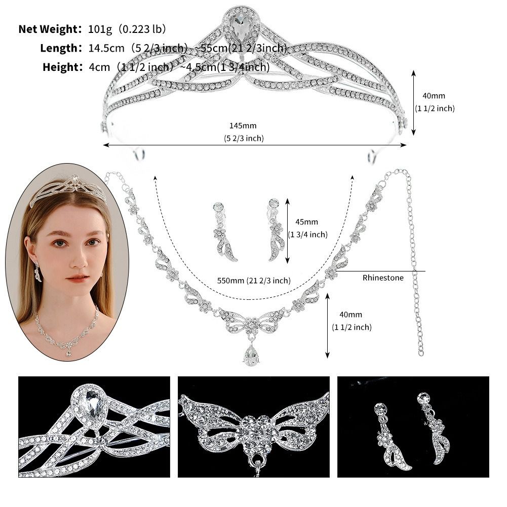 Jewelry set Necklace earrings Crown wedding three-piece hair accessories + earrings + collar wedding dress dinner with accessories bridal necklace wholesale