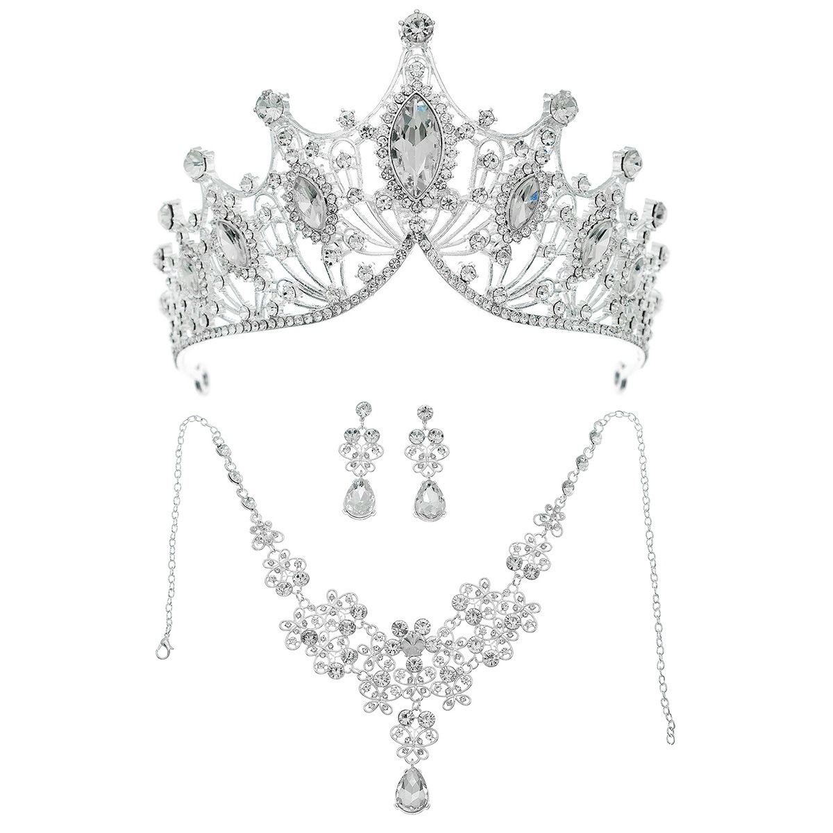 Jewelry set Necklace earrings Crown wedding three-piece hair accessories + earrings + collar wedding dress dinner with accessories bridal necklace wholesale