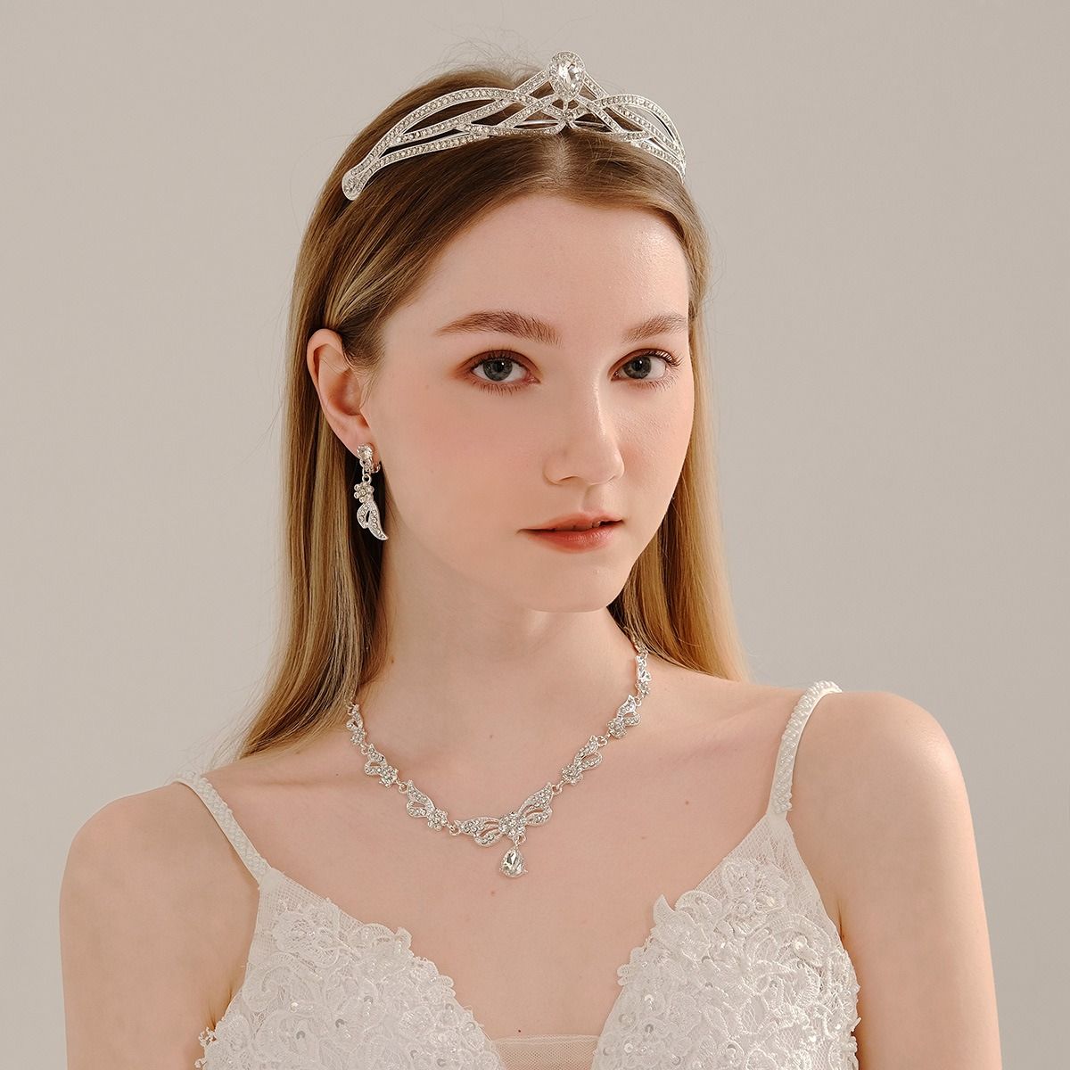 Jewelry set Necklace earrings Crown wedding three-piece hair accessories + earrings + collar wedding dress dinner with accessories bridal necklace wholesale