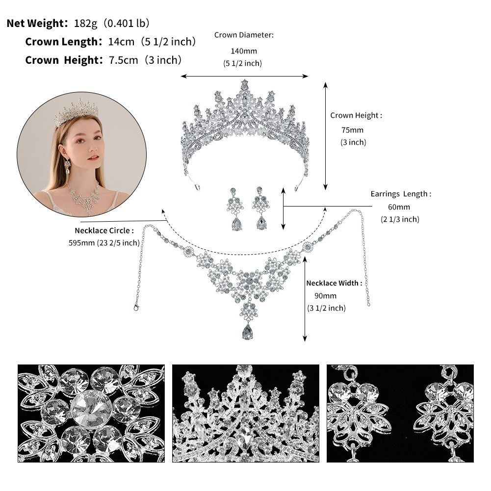 Jewelry set Necklace earrings Crown wedding three-piece hair accessories + earrings + collar wedding dress dinner with accessories bridal necklace wholesale