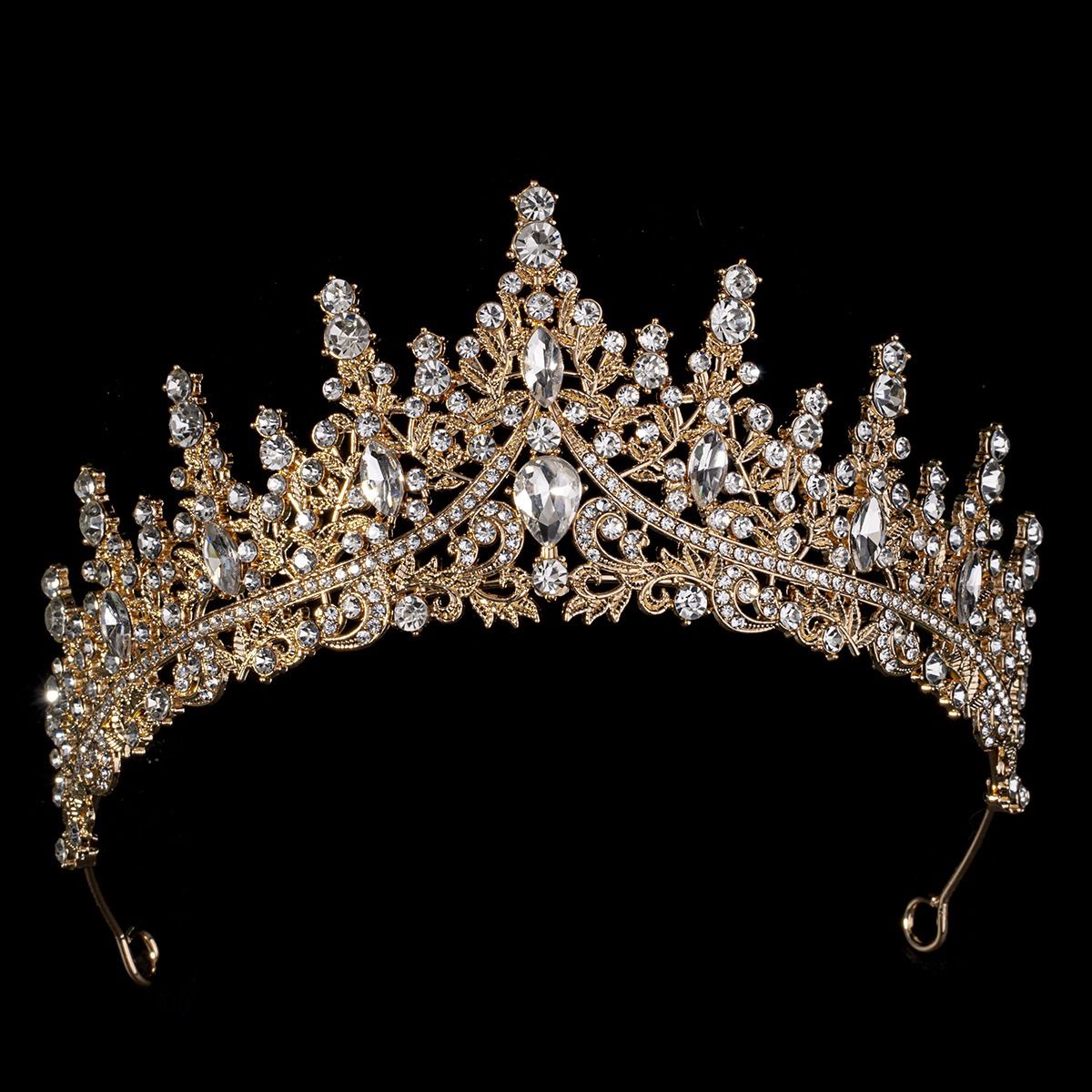 African Bridal Jewelry Three-piece Fashion Commuter Haute Couture Ball Wedding Jewelry Alloy Diamond Crown Necklace Earrings Wedding Jewelry Bridal set