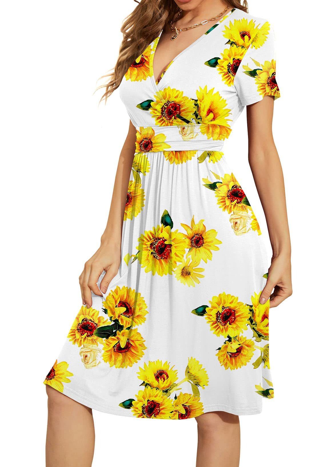 2024 Africa Europe America New 3D Printed Pattern V-neck Temperament Loose Waist Mid-long Dress Printing Pattern Stitching Process Fashion Temperament Elegant Style