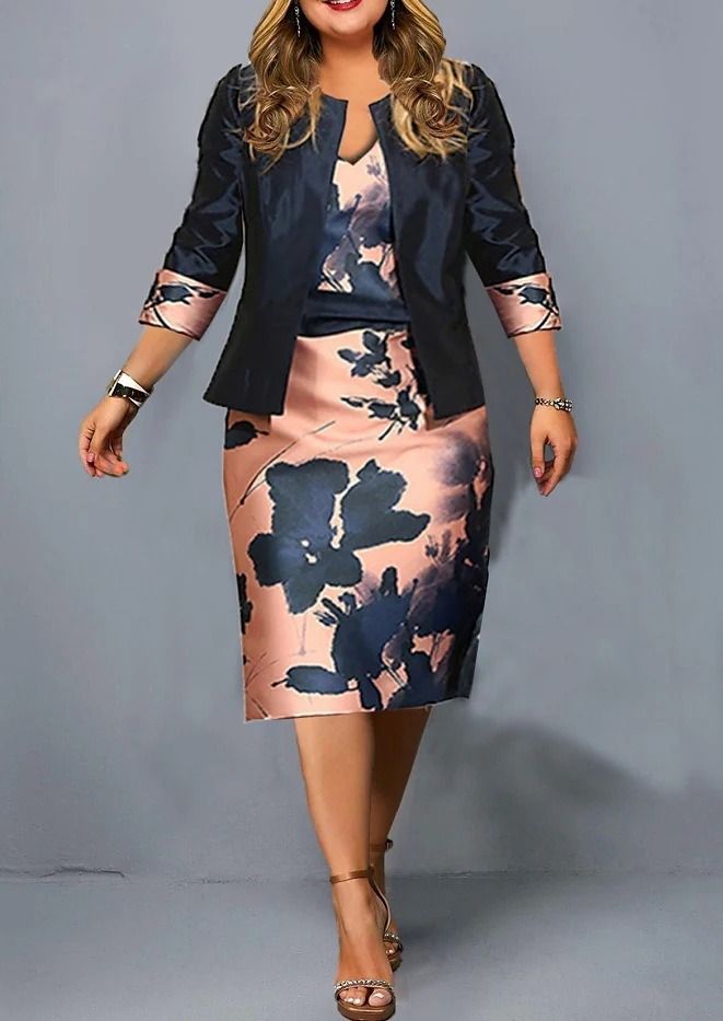 2024 Africa green blue black pink spring and autumn two-piece personality street street hipster short seven-point sleeve top large size women's bag buttocks Skirt set