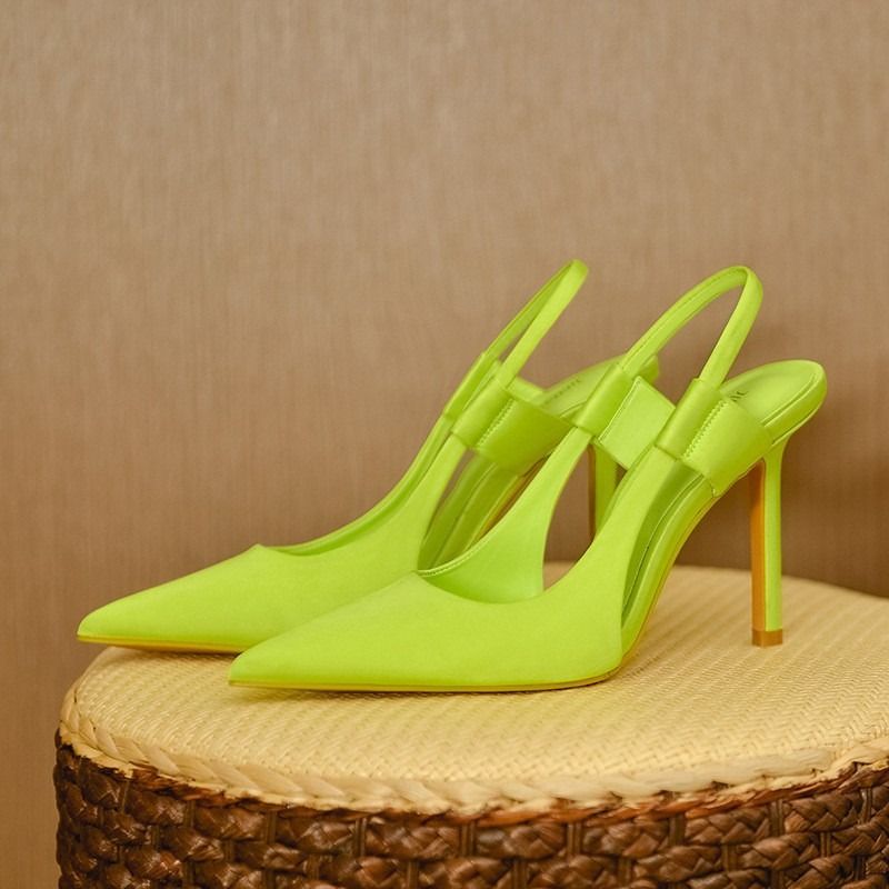 Pink pointy high heels girls a variety of colors and sizes summer spring autumn daily stiletto temperament Muller single shoes new French stiletto elegant overhead sandals