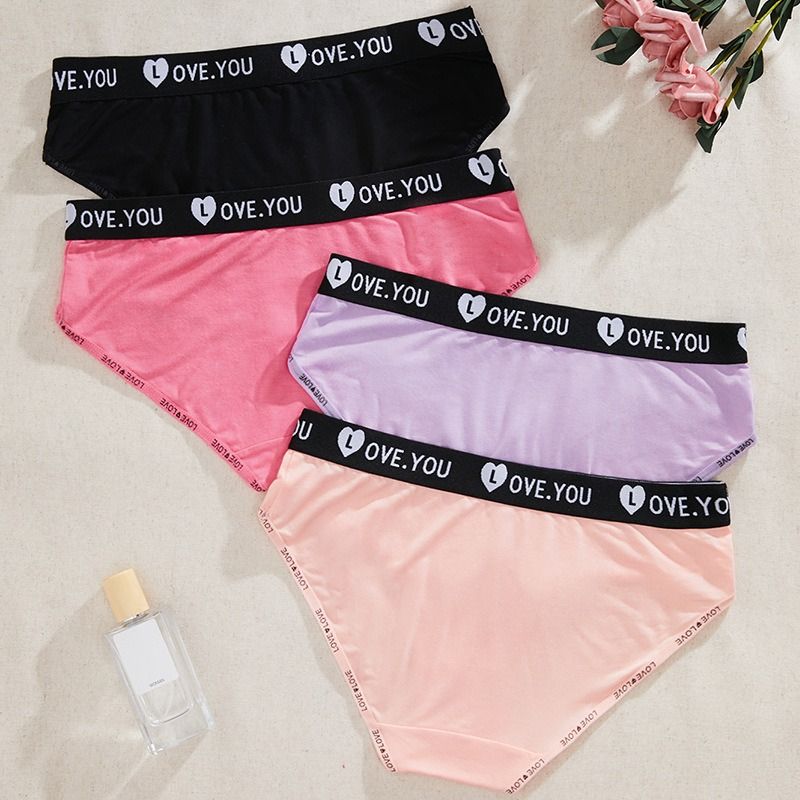 Africa 2025 new foreign trade new underwear sports letter waist solid color cotton simple breathable comfortable girl elastic pants