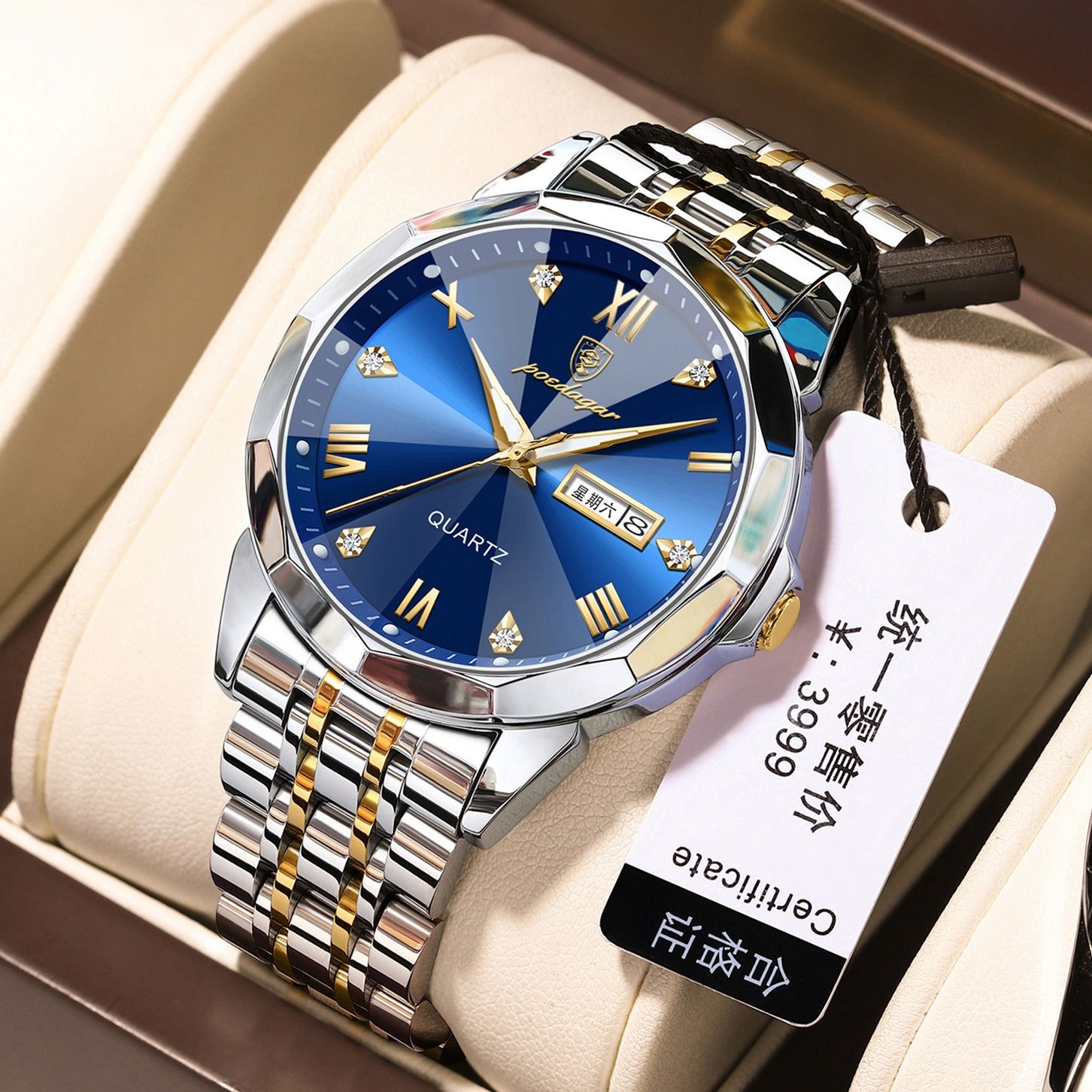2024 Swiss Brand Genuine Quartz Watch New 30M Waterproof Luminous Men's Fully Automatic Solid Belt Quartz Watch Student Korean Digital Large Dial Fashionable Casual Business Sports Watch Men's Watch