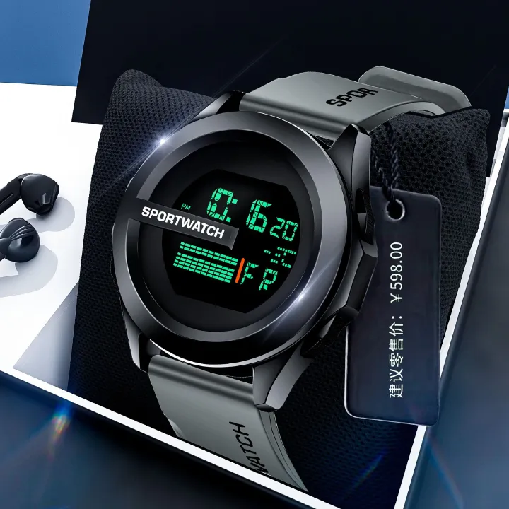Vintage literary men's watch fashion fashion digital electronic watch outdoor sports glow-in-the-dark male student personality watch