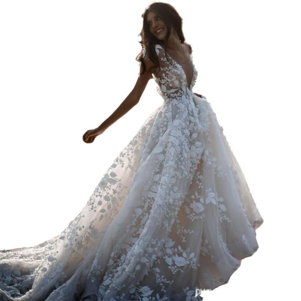 2024 new cross-border foreign trade Amazon wish a new European and American wedding dress sweet fresh high waist lace dress women