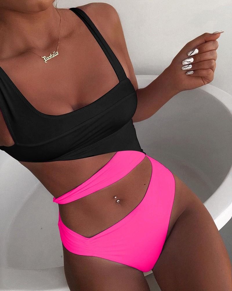 2024 Africa new European and American women's sexy one-piece thin solid color bikini swimsuit manufacturers wholesale women's sexy bikini