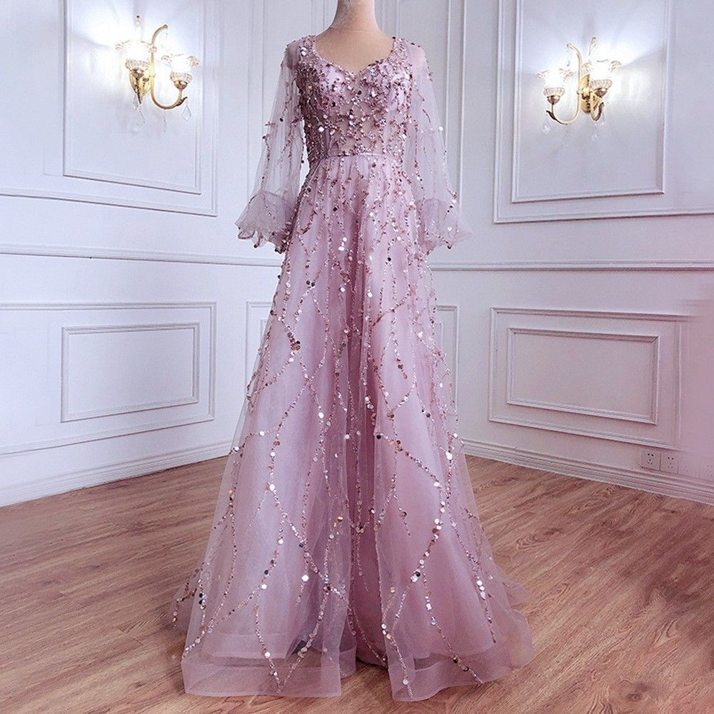 2024 Cross-border new gold heavy nail beads luxury evening dress temperament elegant line shoulder sexy girl vibe queen dress
