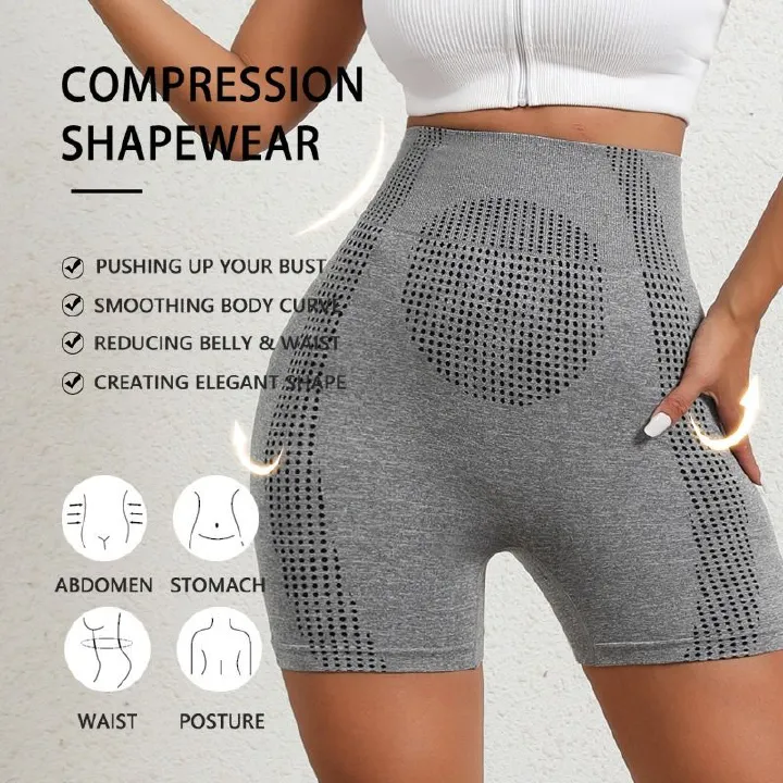 African new seamless three point fitness shorts women's high waist peach hip lift sports shorts Tight quick dry yoga shorts waist protection, no trace, hip lift