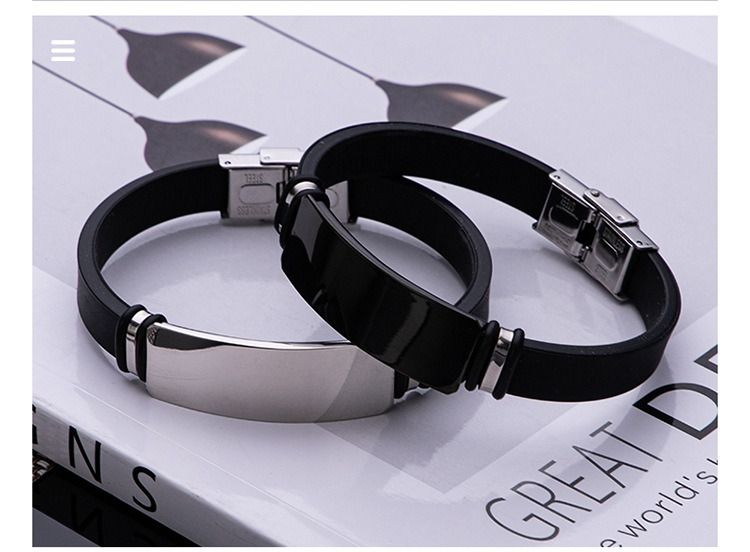 2024 Africa Fashion New Men's Titanium Steel Basketball Bracelet NBA Men's Silicone Stainless Steel Couple Bracelet Accessories Jewellry Silver Black 2 Colors Men's Personality Charm Bracelet
