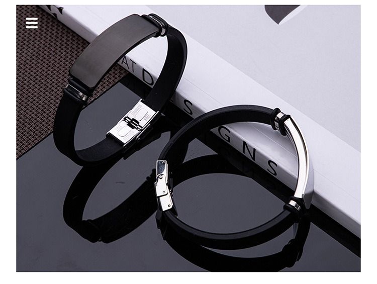 2024 Africa Fashion New Men's Titanium Steel Basketball Bracelet NBA Men's Silicone Stainless Steel Couple Bracelet Accessories Jewellry Silver Black 2 Colors Men's Personality Charm Bracelet