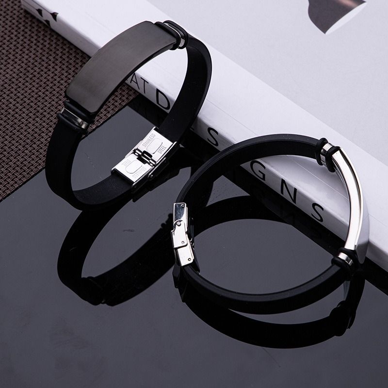 2024 Africa Fashion New Men's Titanium Steel Basketball Bracelet NBA Men's Silicone Stainless Steel Couple Bracelet Accessories Jewellry Silver Black 2 Colors Men's Personality Charm Bracelet