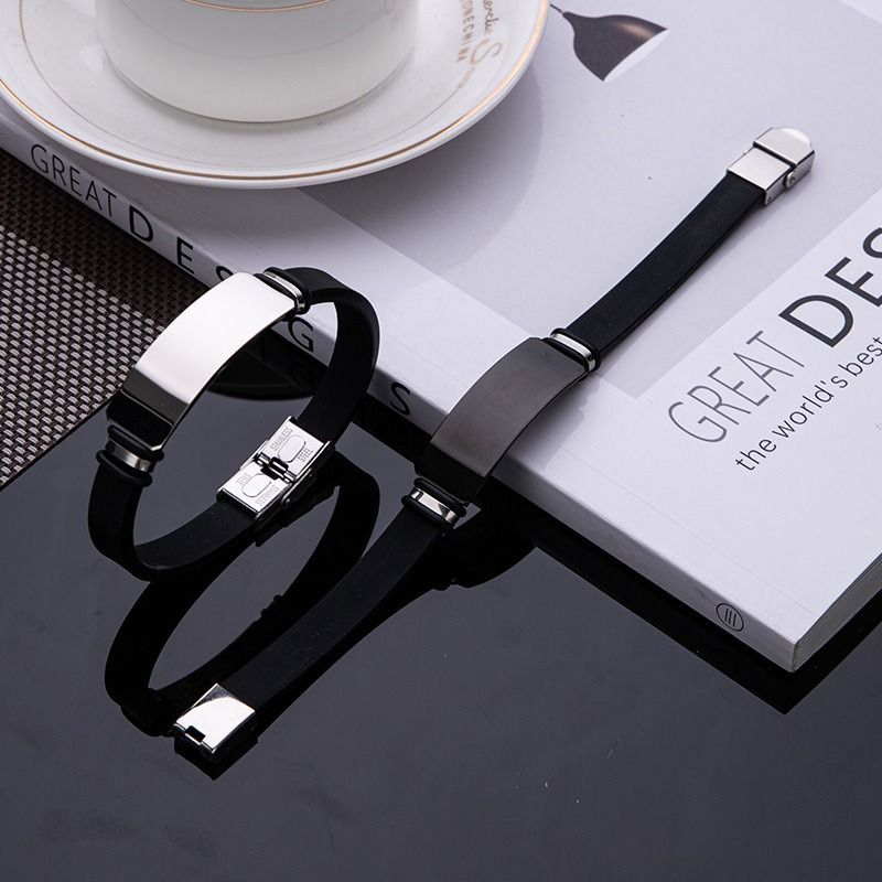 2024 Africa Fashion New Men's Titanium Steel Basketball Bracelet NBA Men's Silicone Stainless Steel Couple Bracelet Accessories Jewellry Silver Black 2 Colors Men's Personality Charm Bracelet