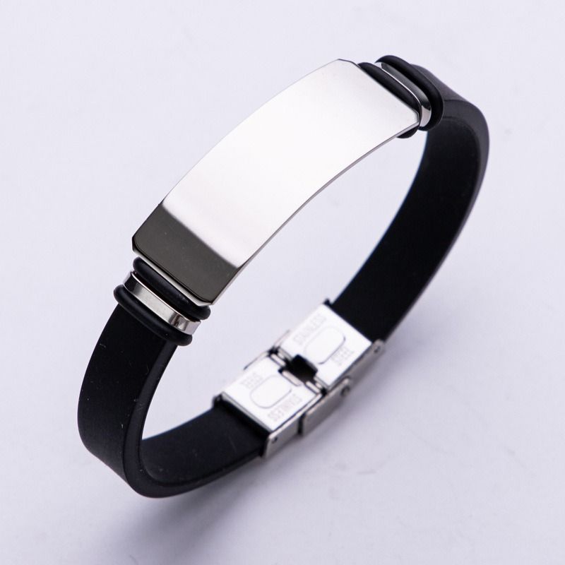 2024 Africa Fashion New Men's Titanium Steel Basketball Bracelet NBA Men's Silicone Stainless Steel Couple Bracelet Accessories Jewellry Silver Black 2 Colors Men's Personality Charm Bracelet