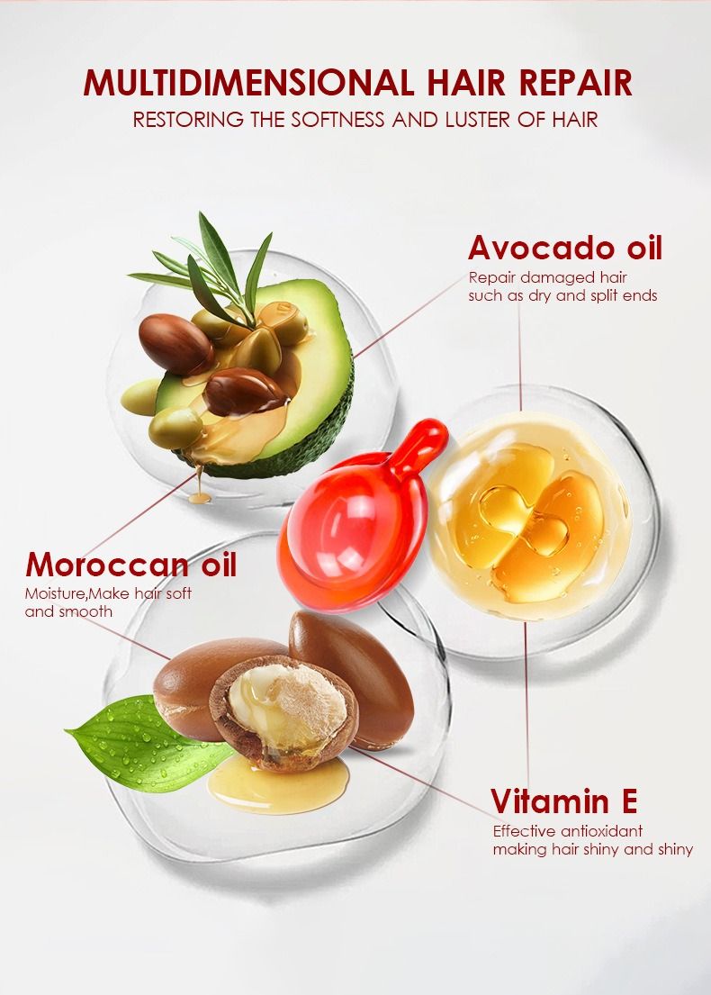 Africa's new explosive hair care essential oil capsule OEM Morocco Hair Care Essential Oil Leave-in anti-frizz Essence Drape smooth, fragile slit care