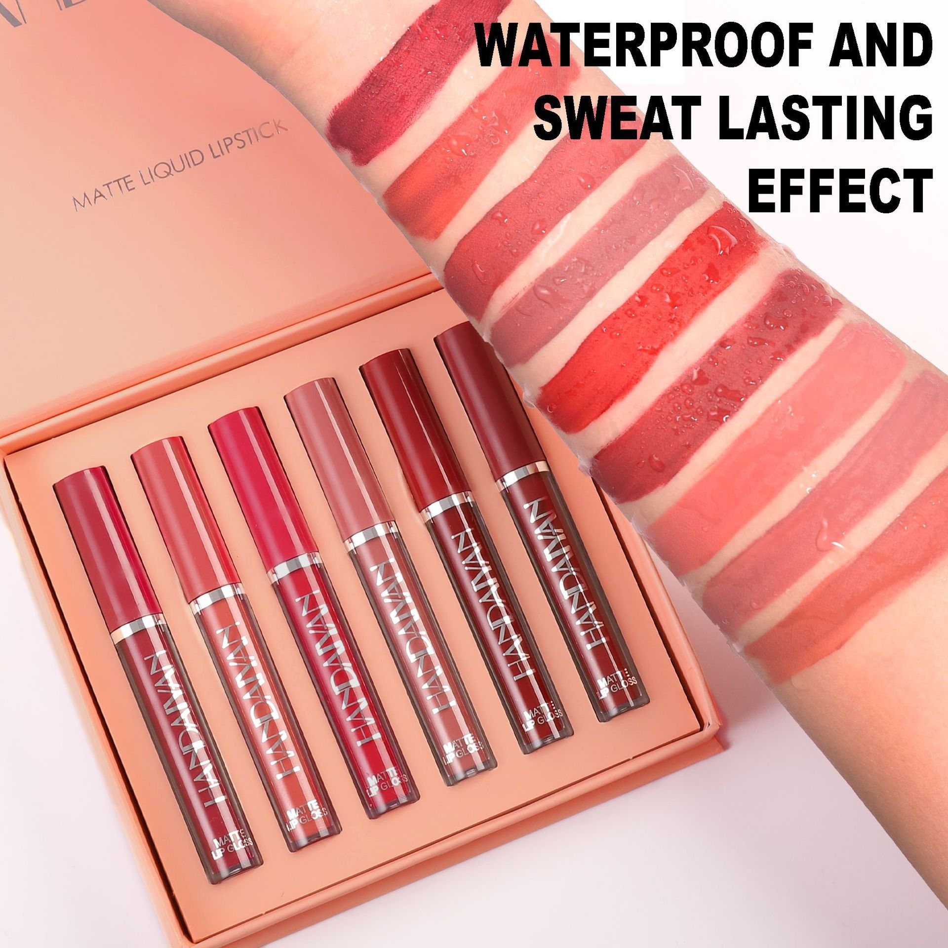 Cross-border matte lipstick set waterproof non-fading non-stick cup lip glaze 6 lipgloss handaiyan makeup authentic products