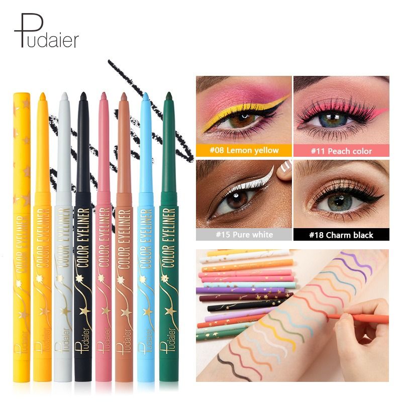 Pudaier Glue Eyeliner is not easy to smudge, sweat-proof, durable and easy to Outline Eyeliner 18 color Eyeliner Spot makeup