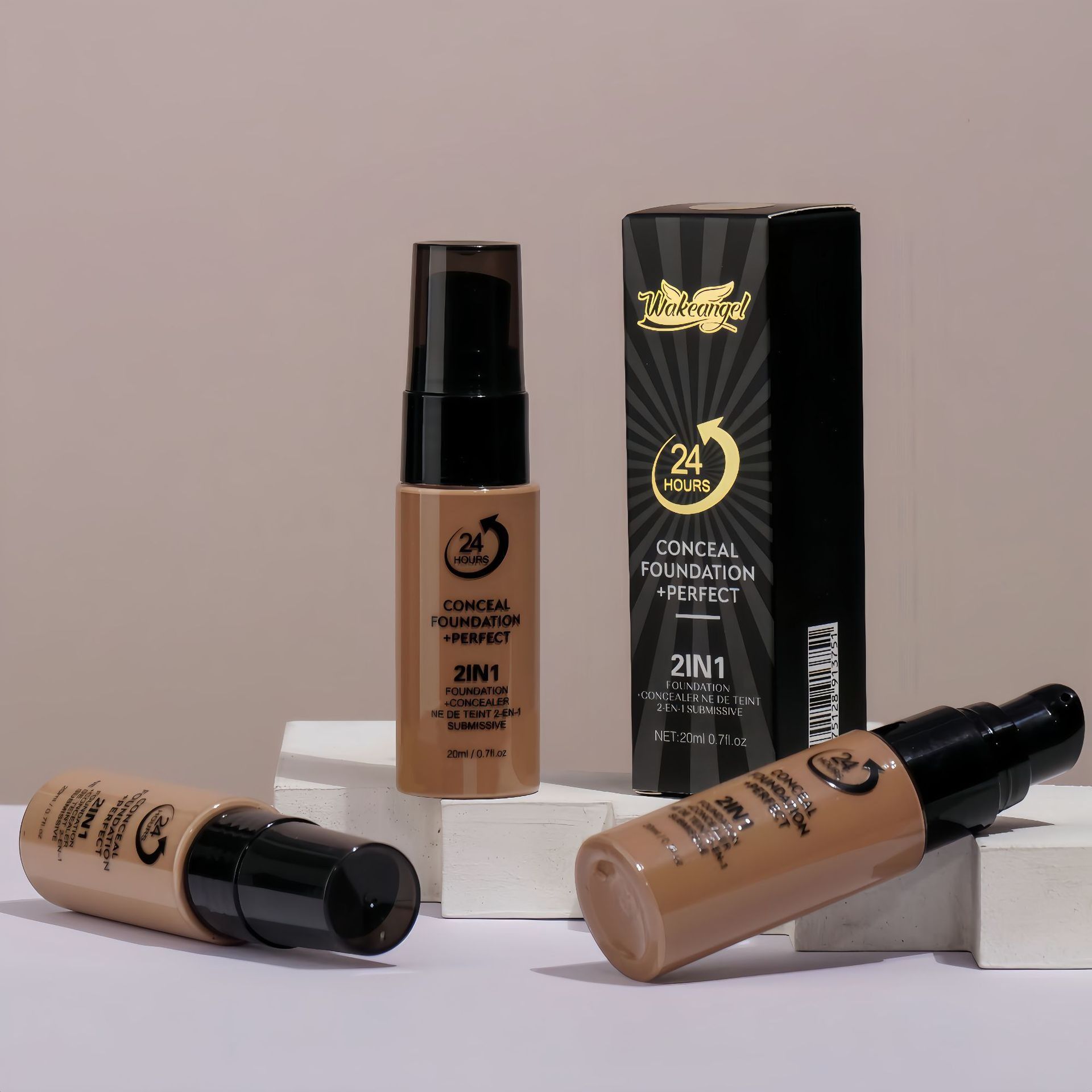 Africa Cross Border Makeup 5 Color Powder Foundation Lasting Makeup, waterproof, sweat resistant and easy to push off oil Control concealer foundation