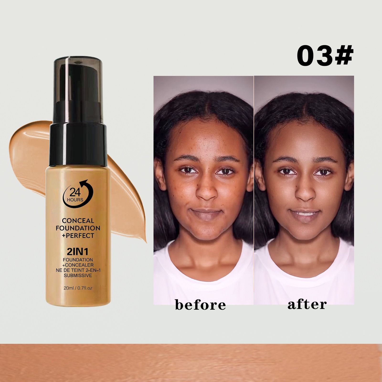 Africa Cross Border Makeup 5 Color Powder Foundation Lasting Makeup, waterproof, sweat resistant and easy to push off oil Control concealer foundation