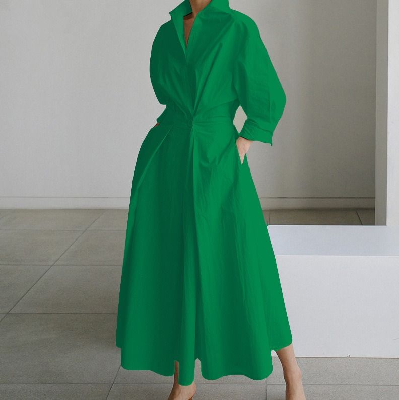2024 Africa explosive autumn new fashion long-sleeved V-neck print dress women's temperament commuter elegant wind women's dress