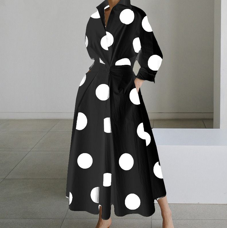 2024 Africa explosive autumn new fashion long-sleeved V-neck print dress women's temperament commuter elegant wind women's dress