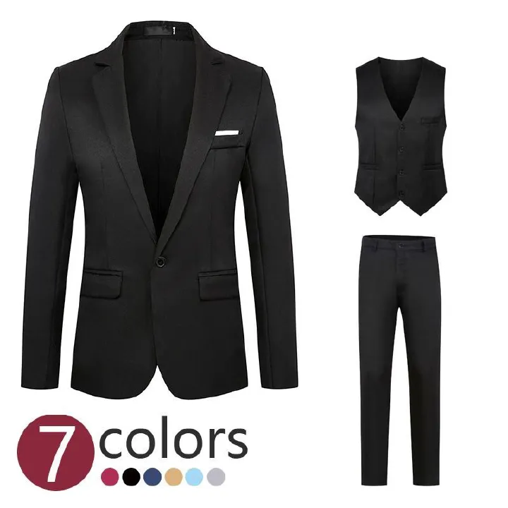 Cross-border foreign trade wholesale men's suit trousers vest three-piece men's business casual suit wedding dress suit