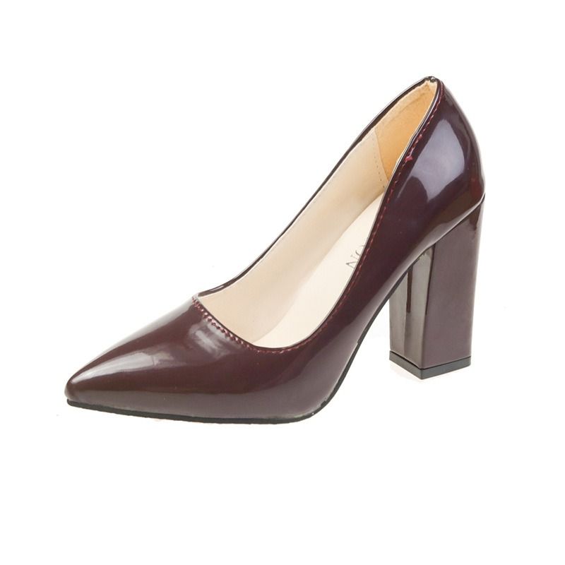 African popular women's pointy chunky heels with Europe and the United States new single shoe women autumn light mouth chunky heels candy color women high heels