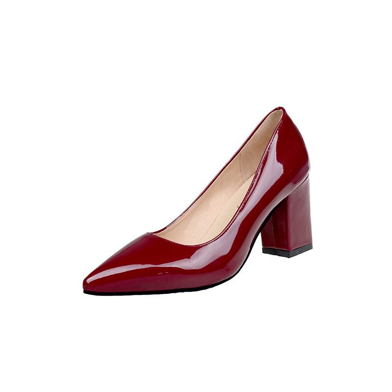 African popular women's pointy chunky heels with Europe and the United States new single shoe women autumn light mouth chunky heels candy color women high heels