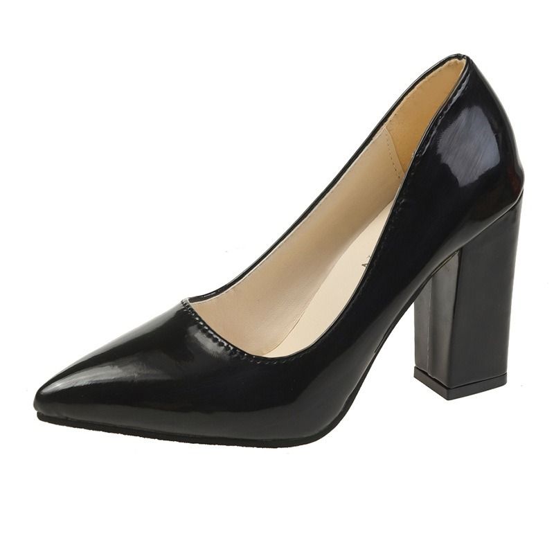African popular women's pointy chunky heels with Europe and the United States new single shoe women autumn light mouth chunky heels candy color women high heels