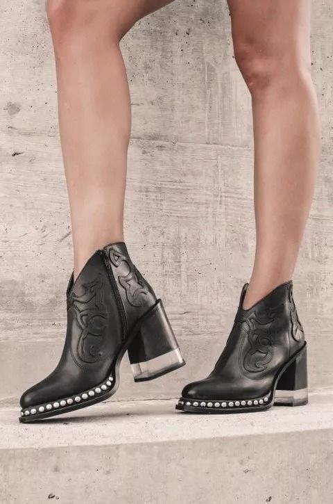 Cross-border foreign trade plus size 2024 European and American embroidered fashion boots women's studded studded acrylic crystal high heel ankle boots
