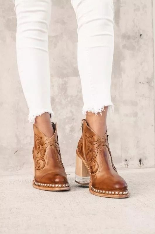 Cross-border foreign trade plus size 2024 European and American embroidered fashion boots women's studded studded acrylic crystal high heel ankle boots
