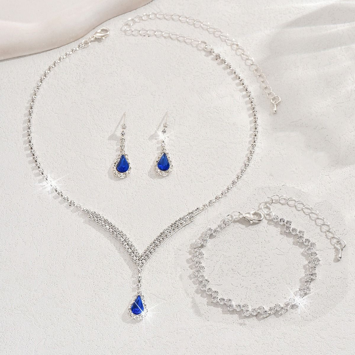 Africa new necklace set cross-border e-commerce bride girl jewelry Europe and the United States flash diamond necklace earrings earrings wedding jewelry set wholesale