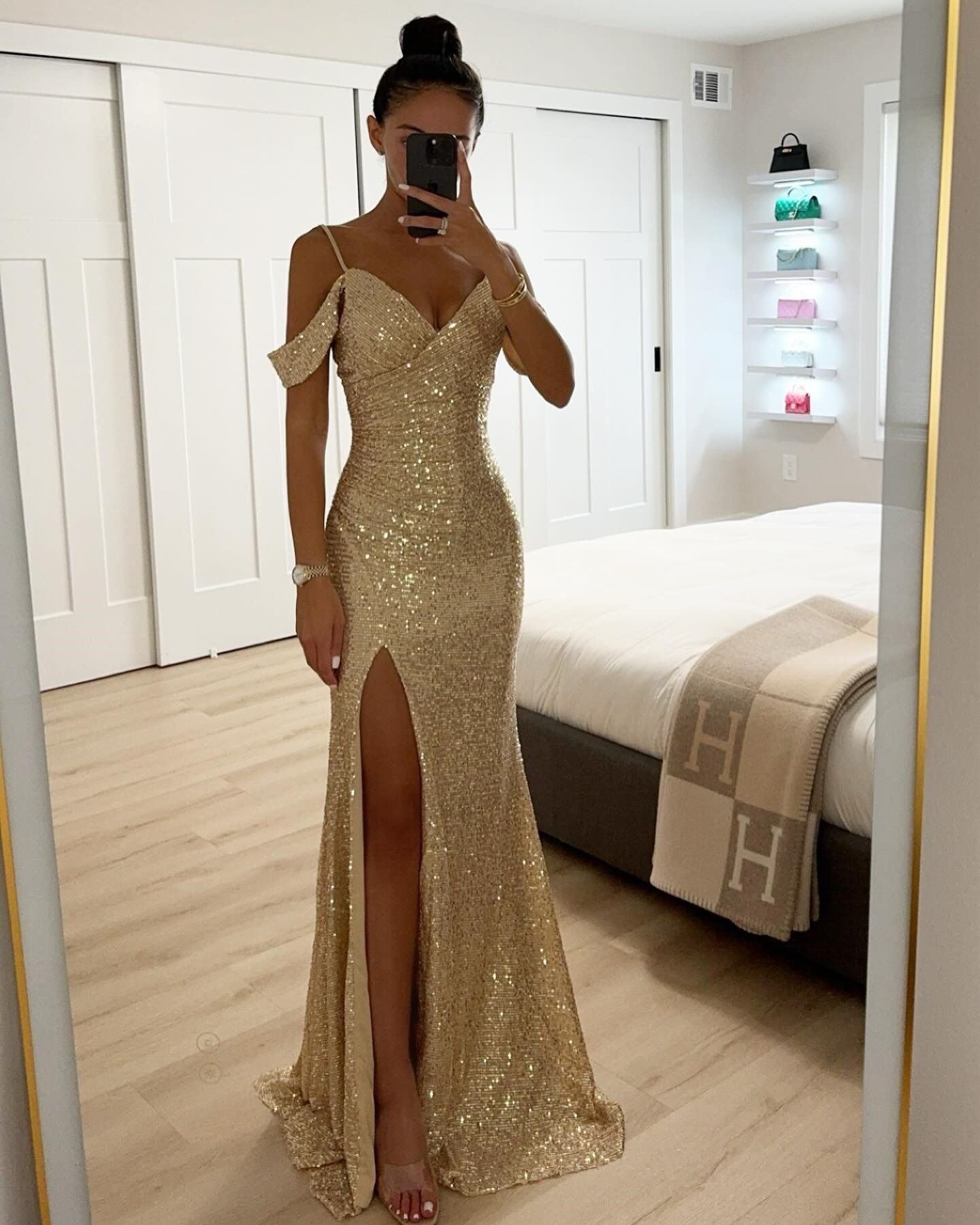 Africa new women's halter dress cross-border 2024 Europe and the United States Spring and autumn new halter sequin slit dress INS casual loose party jumpsuit