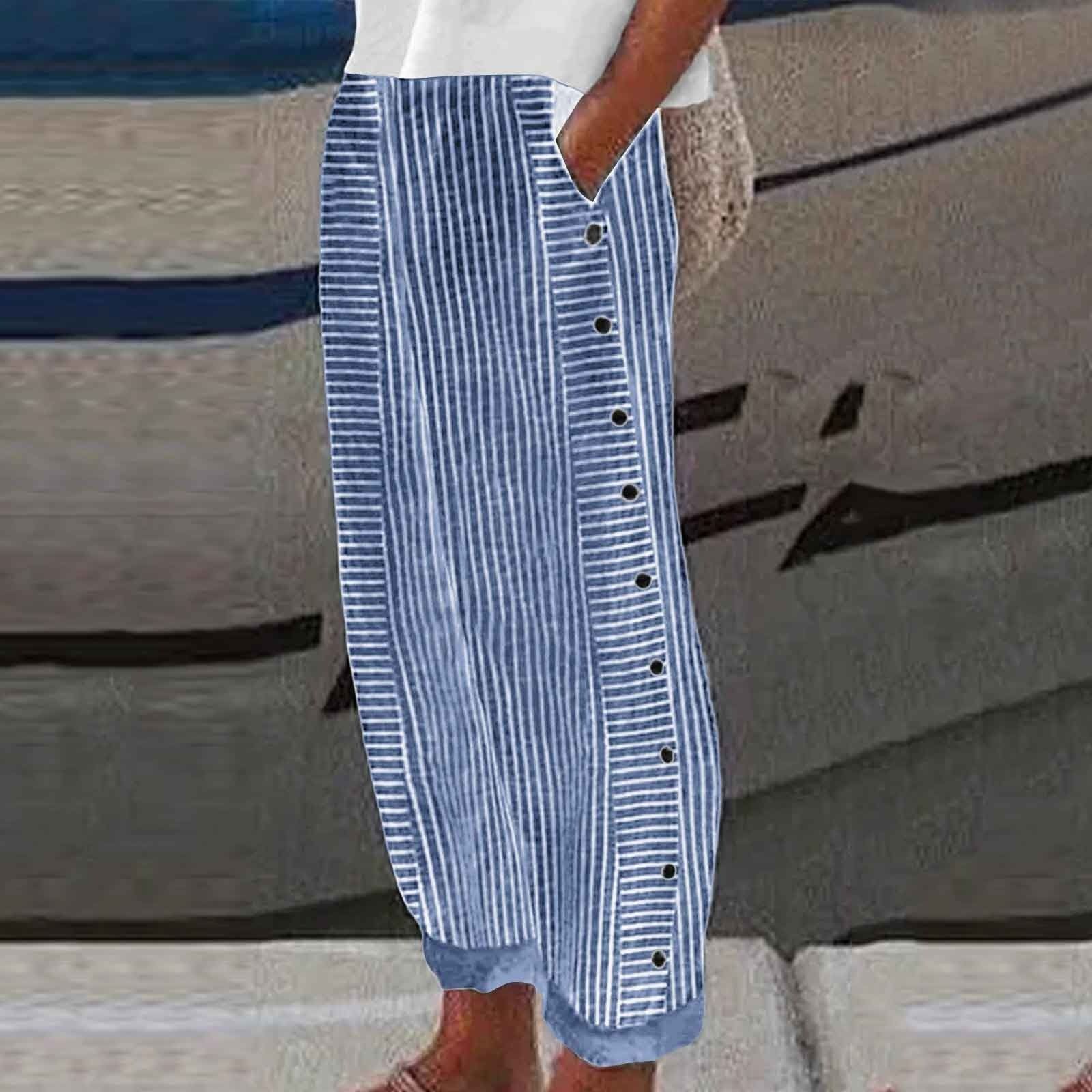 Africa new 2024 new ladies hot striped casual pants nine-point pants fresh style comfortable casual ladies small feet pants