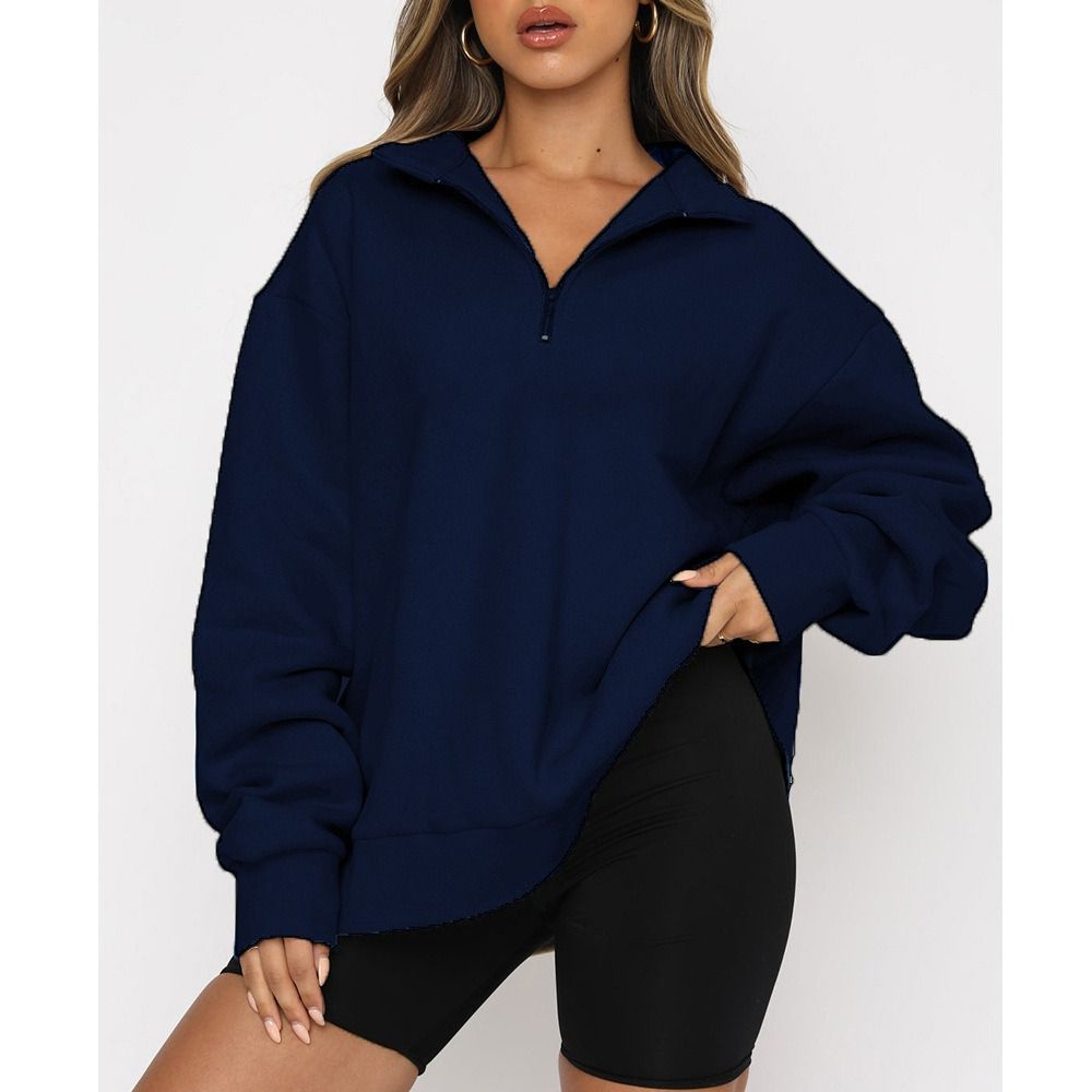 Africa new women plus fleece hoodie winter Amazon foreign trade Europe and the United States women's new hoodie plus fleece blouse loose solid color no pocket hoodie