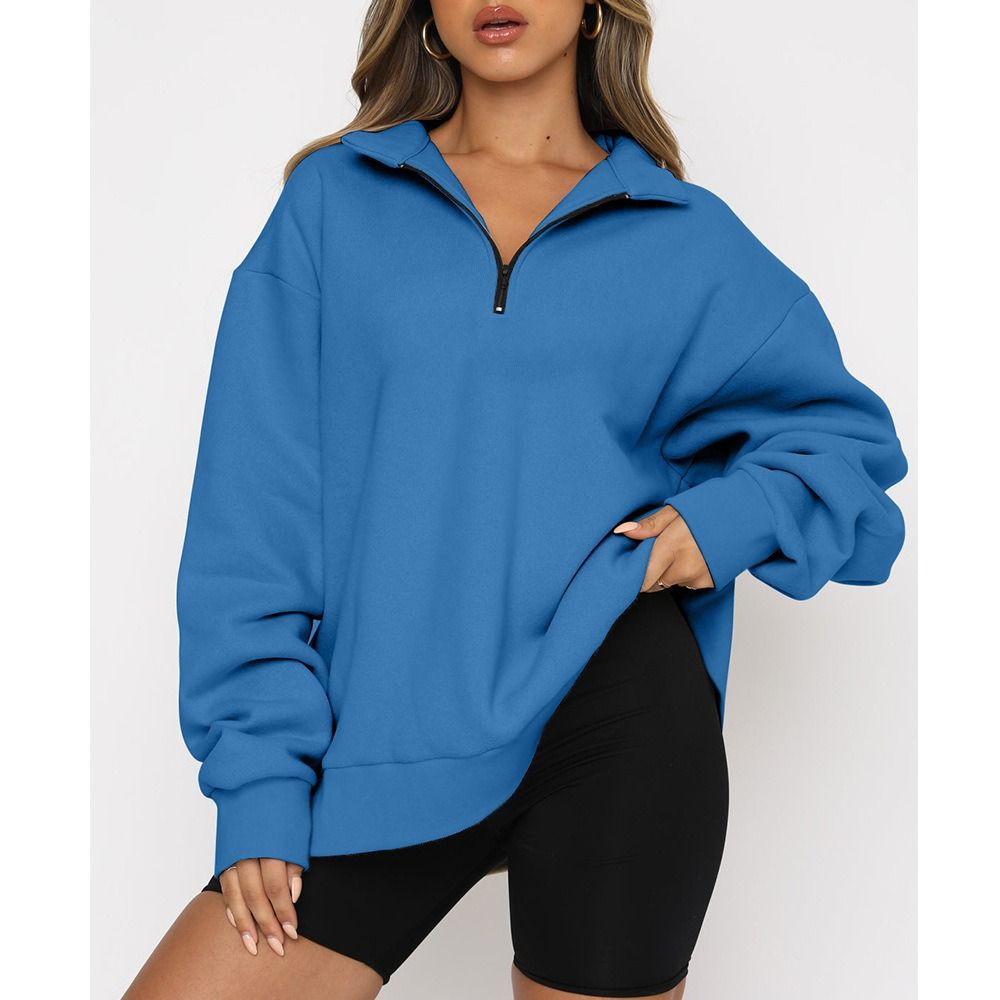 Africa new women plus fleece hoodie winter Amazon foreign trade Europe and the United States women's new hoodie plus fleece blouse loose solid color no pocket hoodie