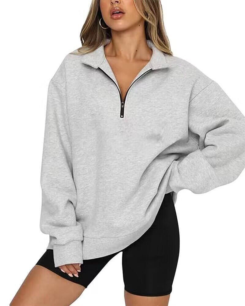 Africa new women plus fleece hoodie winter Amazon foreign trade Europe and the United States women's new hoodie plus fleece blouse loose solid color no pocket hoodie