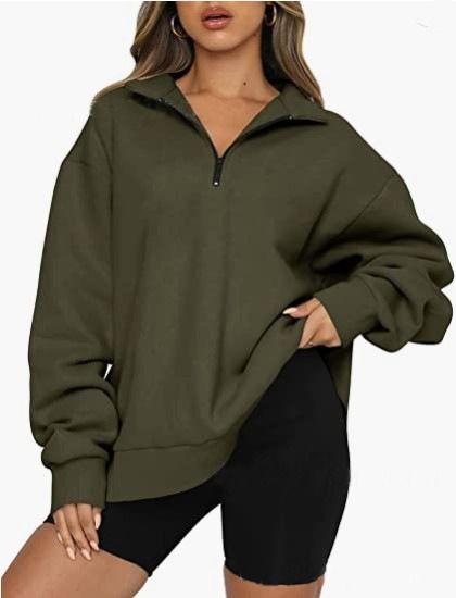 Africa new women plus fleece hoodie winter Amazon foreign trade Europe and the United States women's new hoodie plus fleece blouse loose solid color no pocket hoodie