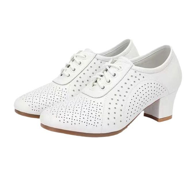 [Explosive spot] Thick heel pointed hollow-out breathable single shoes 2024 summer leisure network red all high heel women's shoes