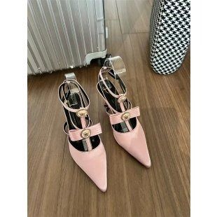 2024 new bow thin heel pointed bun sexy Roman line with high heels Black pink line with sandals sandals women