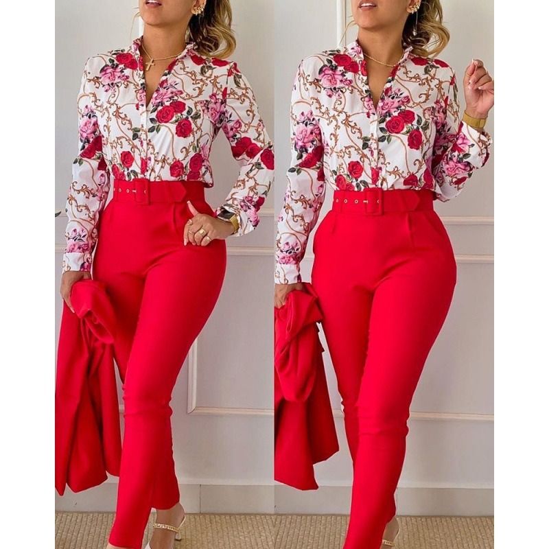 Africa Europe America 2026 Spring Sweet Style Fresh & Sweet Women's Clothing Polyester Long-Sleeve Fashion Casual Set Plant & Flower Patterns Popular 3D Elements Comfortable Casual Style