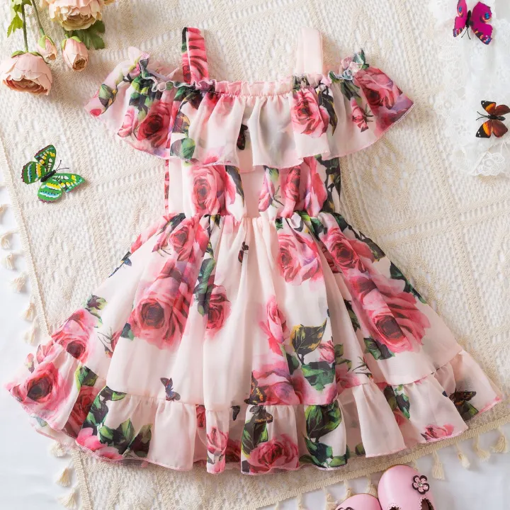 2024 summer new foreign trade girls western-style chiffon halter dress Princess dress children's Korean halter dress