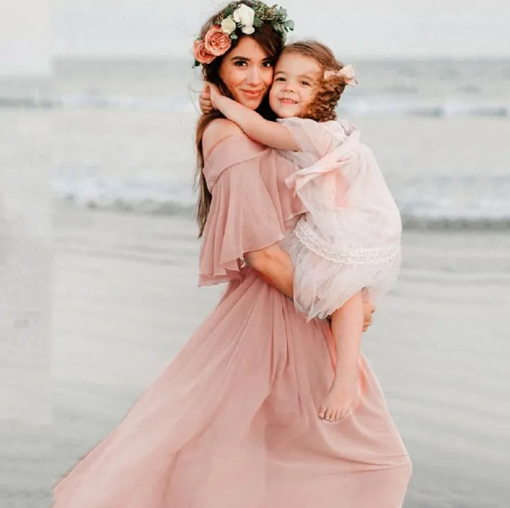 2024 Cross-border AliExpress Europe and America Chiffon pregnant women sexy loose train one shoulder maternity dress