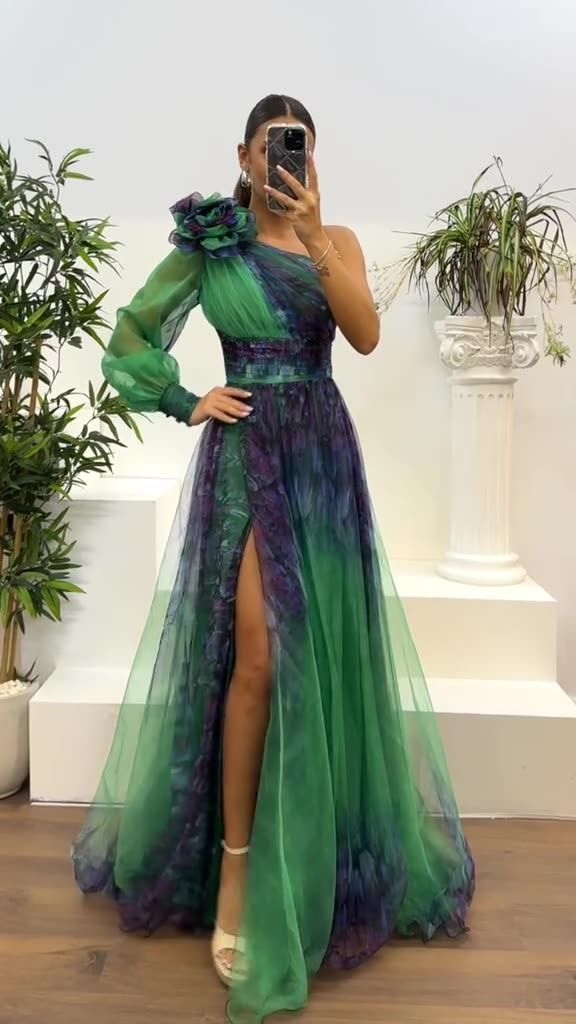 Africa new cross-border 2024 Europe and the United States Spring and autumn new diagonal shoulder mesh printed dress INS casual loose party dress