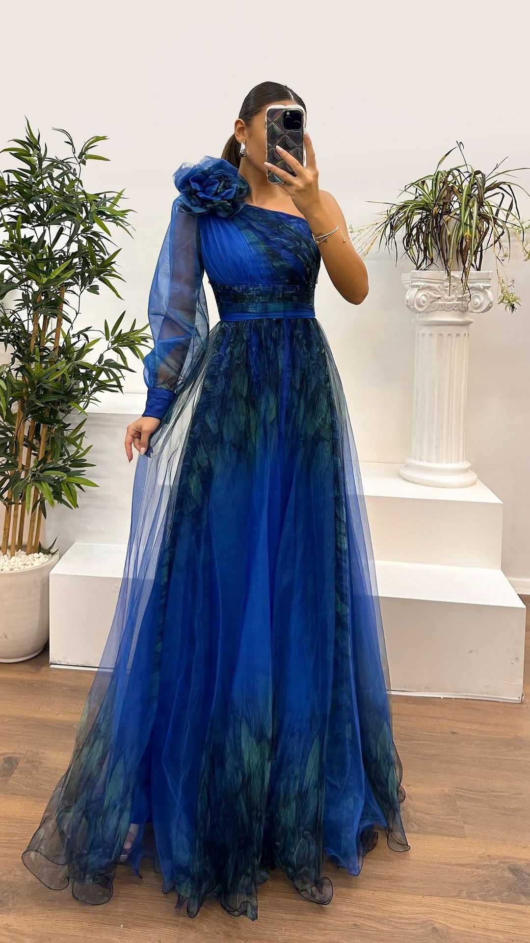 Africa new cross-border 2024 Europe and the United States Spring and autumn new diagonal shoulder mesh printed dress INS casual loose party dress